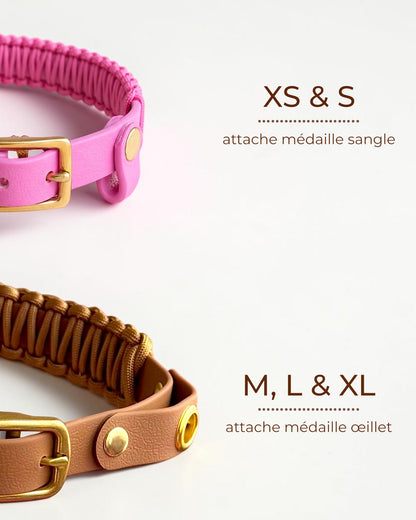 Systèmes d’attache pour médaille du collier Colette selon la taille